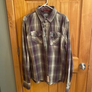 Superdry XXL button down shirt. Purple and gray.